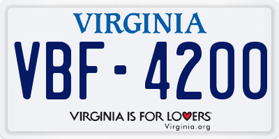 VA license plate VBF4200