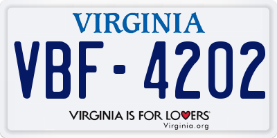 VA license plate VBF4202