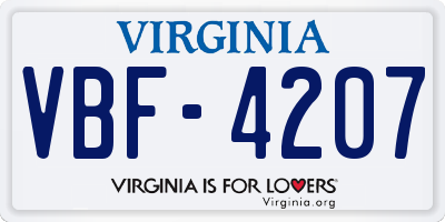 VA license plate VBF4207