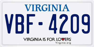 VA license plate VBF4209