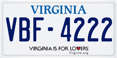 VA license plate VBF4222