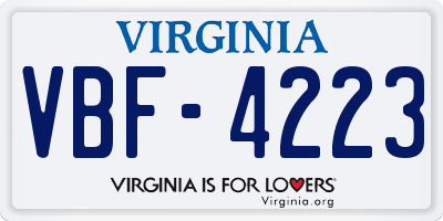 VA license plate VBF4223
