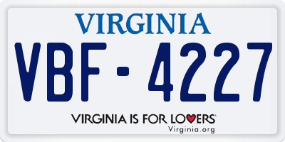 VA license plate VBF4227