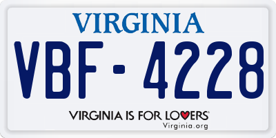 VA license plate VBF4228