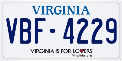 VA license plate VBF4229