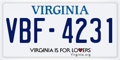 VA license plate VBF4231