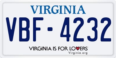 VA license plate VBF4232