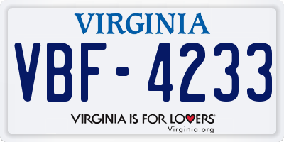 VA license plate VBF4233