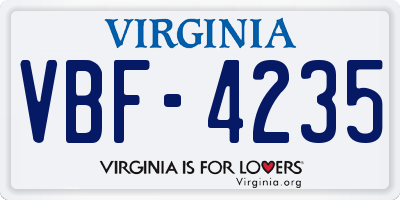 VA license plate VBF4235