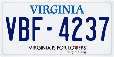 VA license plate VBF4237