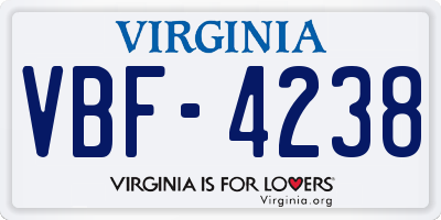 VA license plate VBF4238