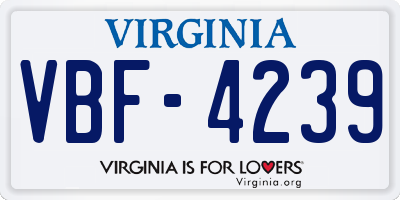 VA license plate VBF4239
