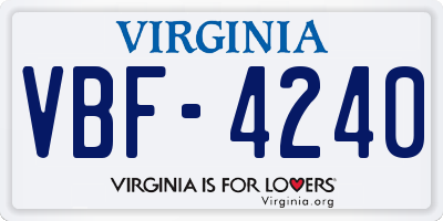 VA license plate VBF4240