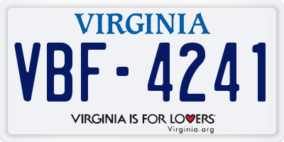 VA license plate VBF4241
