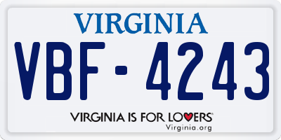 VA license plate VBF4243