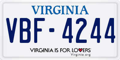 VA license plate VBF4244