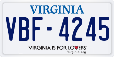 VA license plate VBF4245