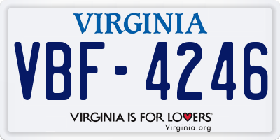 VA license plate VBF4246