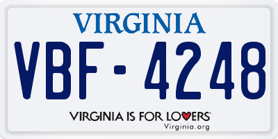 VA license plate VBF4248