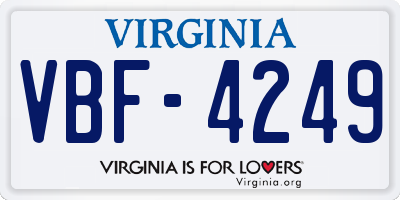 VA license plate VBF4249
