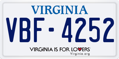 VA license plate VBF4252