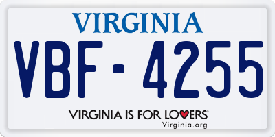 VA license plate VBF4255
