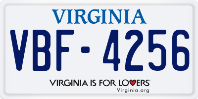 VA license plate VBF4256