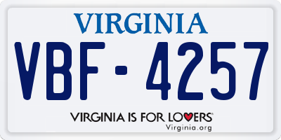VA license plate VBF4257