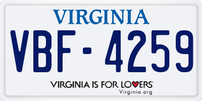 VA license plate VBF4259