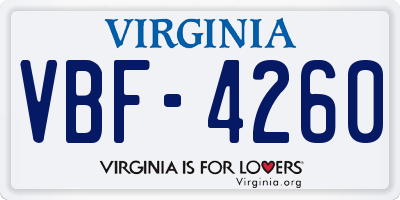 VA license plate VBF4260