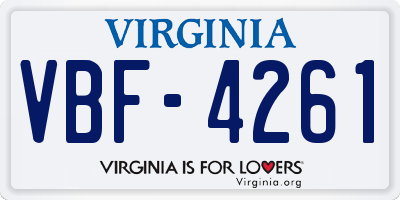 VA license plate VBF4261