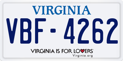 VA license plate VBF4262
