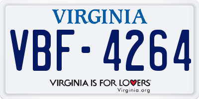 VA license plate VBF4264