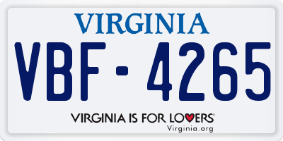 VA license plate VBF4265