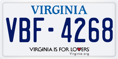 VA license plate VBF4268
