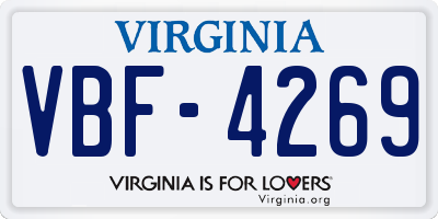 VA license plate VBF4269