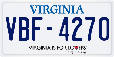 VA license plate VBF4270