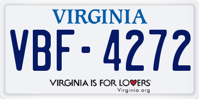 VA license plate VBF4272