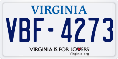 VA license plate VBF4273