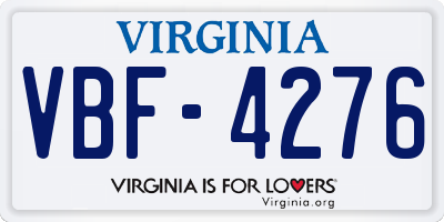 VA license plate VBF4276