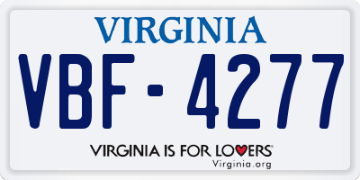 VA license plate VBF4277