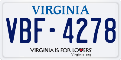 VA license plate VBF4278