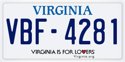 VA license plate VBF4281
