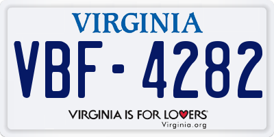 VA license plate VBF4282