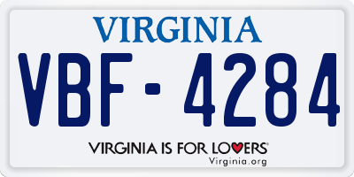 VA license plate VBF4284
