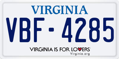 VA license plate VBF4285