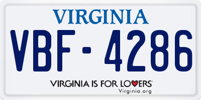 VA license plate VBF4286