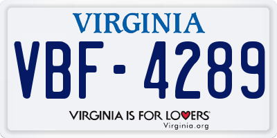 VA license plate VBF4289