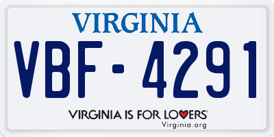 VA license plate VBF4291