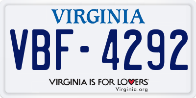VA license plate VBF4292